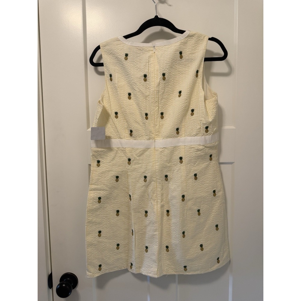 346 BROOKS BROTHERS Pineapple Yellow SHIFT DRESS Size 12 Cotton Lined hemmed 3" - Picture 4 of 4